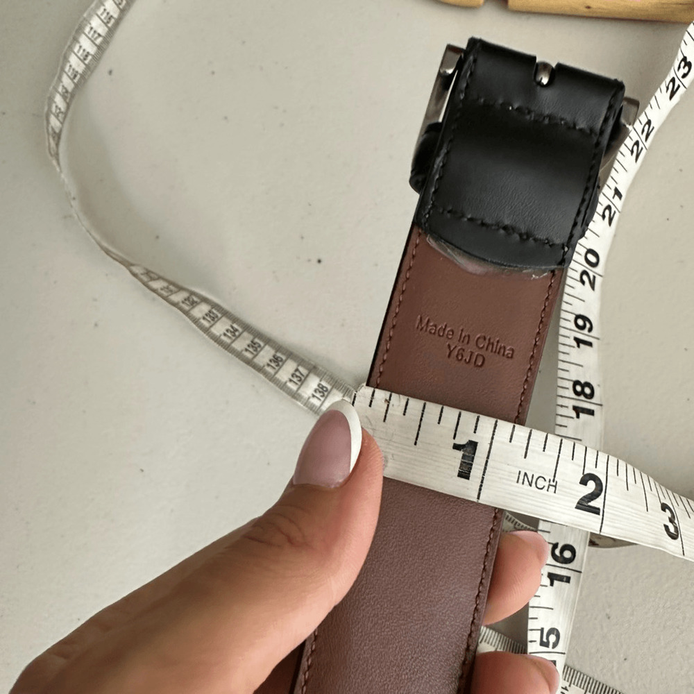 PENGUIN Black LEATHER Dress belt smooth silver hardware HN32051 Men's 32 - Picture 7 of 8